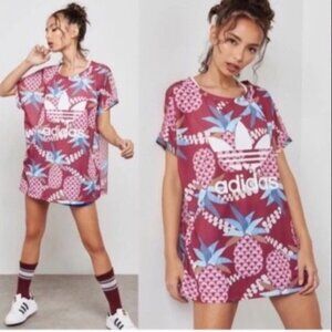 Adidas Originals X FARM Rio Womens Medium Pineapple Boxy Tee Mesh Back Tunic Top